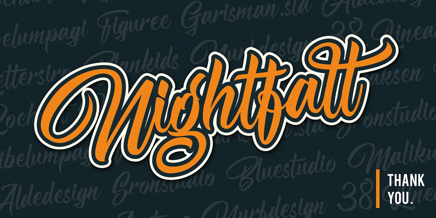 Пример шрифта Nightfall Script Regular